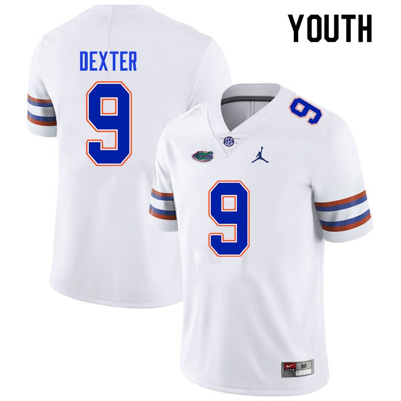 NCAA Florida Gators Gervon Dexter Youth #9 Nike White Stitched Authentic College Football Jersey XEV0864TV